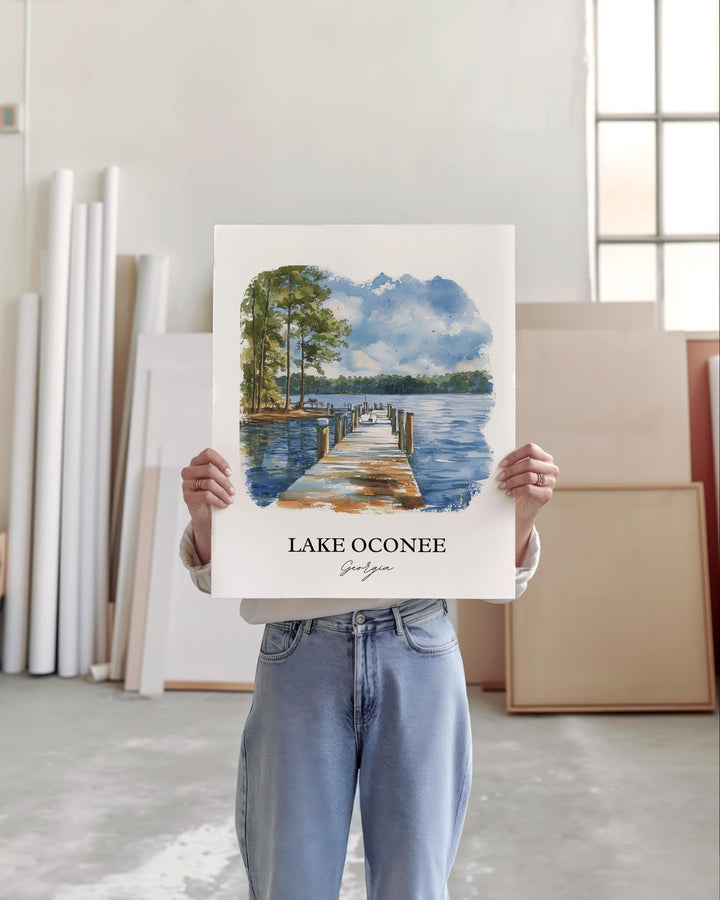 Lake Oconee Wall Art, Greensboro GA Print, Georgia Artwork, Lake Oconee Gift, Travel Print, Travel Poster, Housewarming Gift