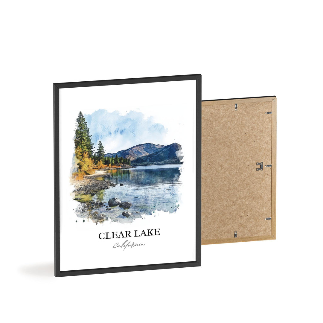 Clear Lake CA Wall Art, Napa County Print, Clear Lake Watercolor Art, Clear Lake Gift, Travel Print, Travel Poster, Housewarming Gift