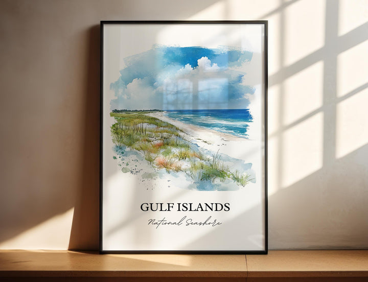 Gulf Islands Seashore Art, Pensacola Print, Navarre Artwork, Gulf Islands Mississippi Gift, Travel Print, Travel Poster, Housewarming Gift