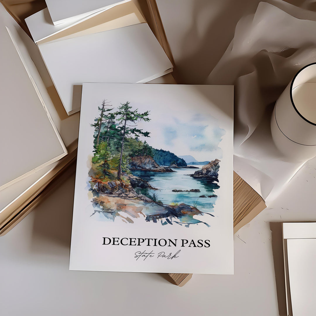 Deception Pass Wall Art, Whidbey Island Print, Washington Artwork, Deception Pass Park Gift, Travel Print, Travel Poster, Housewarming Gift