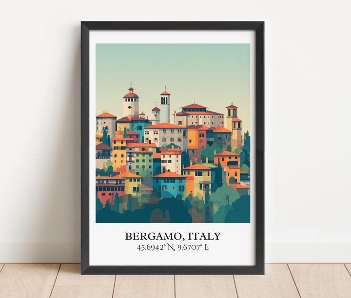 Bergamo Italy Art, Bergamo Retro Travel Art, Bergamo Home Decor, Bergamo Italy Gift, Italy Travel Art, Travel Prints, Housewarming Gift