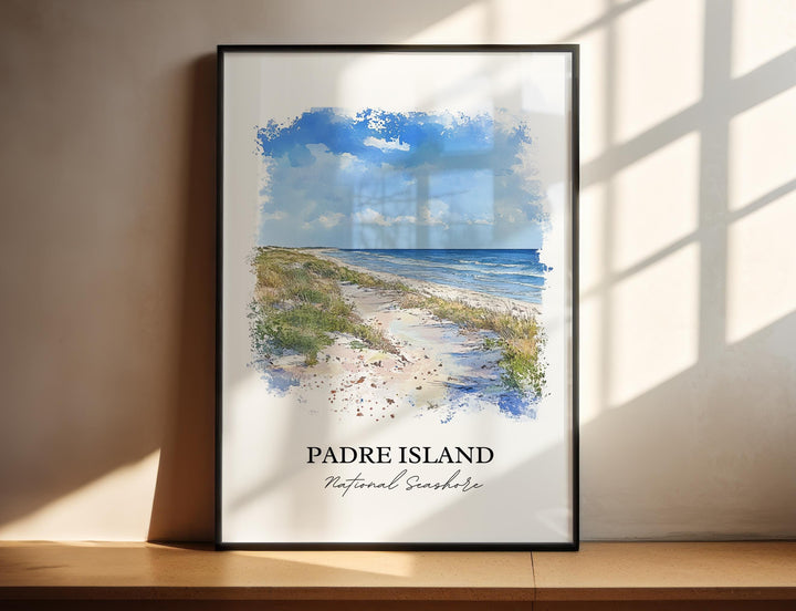 Padre Island TX Wall Art, Brownsville Texas Print, Texas Watercolor Art, Padre Island Gift, Travel Print, Travel Poster, Housewarming Gift