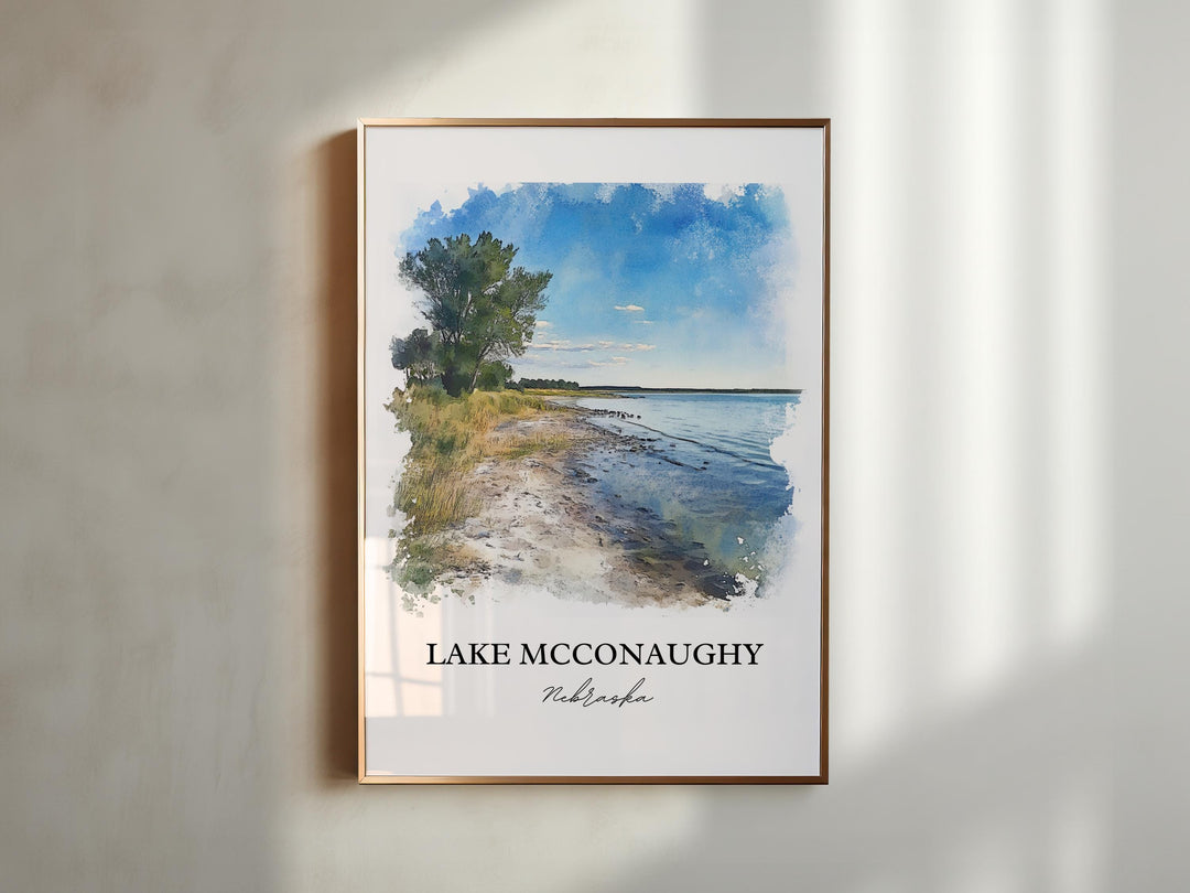 Lake McConaughy Wall Art, Keith County Print, Nebraska Watercolor Art, McConaughy Lake Gift, Travel Print, Travel Poster, Housewarming Gift