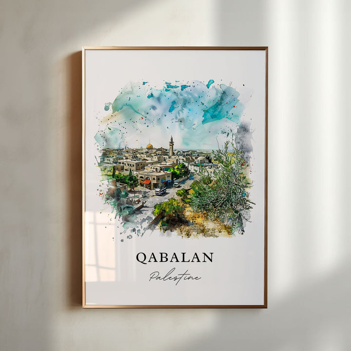 Qabalan Palestine Art, Nablus Print, Palestine Town Watercolor, Qabalan Nablus Gift,