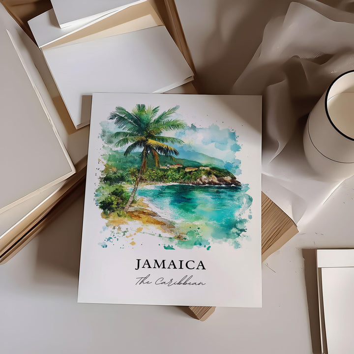 Jamaica Wall Art, Jamaica Island Print, Jamaica Country Watercolor Art, Jamaica Gift, Travel Print, Travel Poster, Housewarming Gift