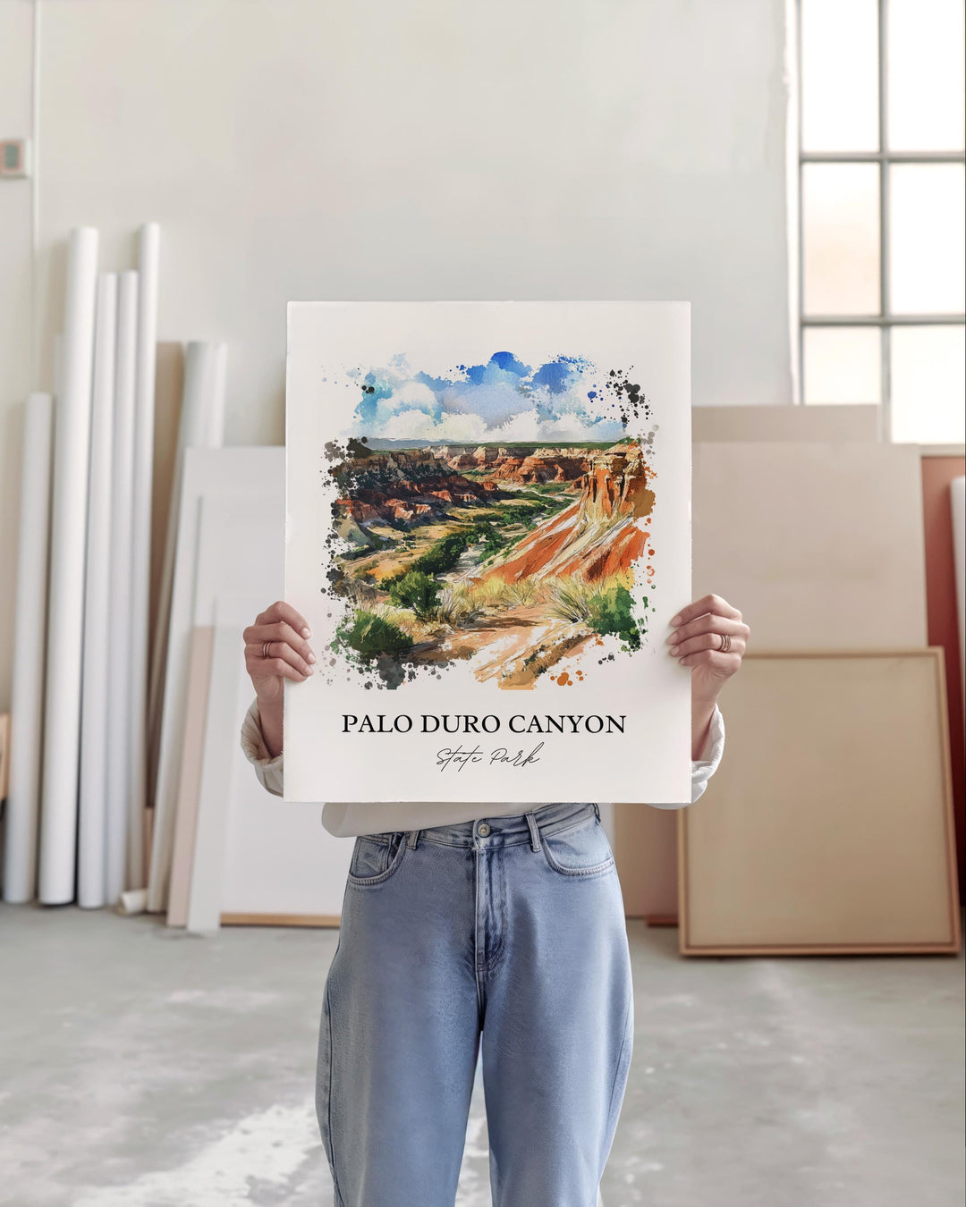 Palo Duro Canyon Wall Art, Amarillo TX Print, Texas Watercolor Art, Palo Duro Canyon Gift, Travel Print, Travel Poster, Housewarming Gift