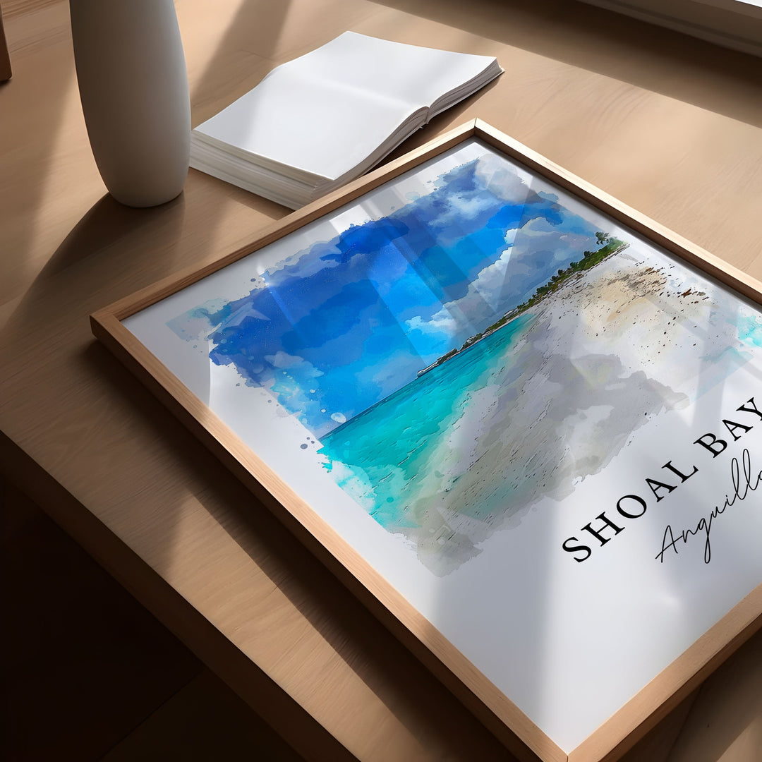 Shoal Bay Wall Art, Shoal Bay Print, Shoal Bay Anguilla Watercolor, Anguilla Beach Gift, Travel Poster, Housewarming Gift