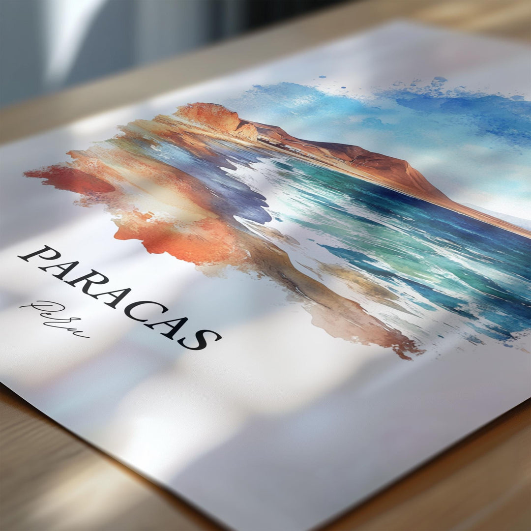Paracas Peru Wall Art, El Chaco Beach Print, Peru Watercolor Art, Paracas Peru Gift, Travel Print, Travel Poster, Housewarming Gift