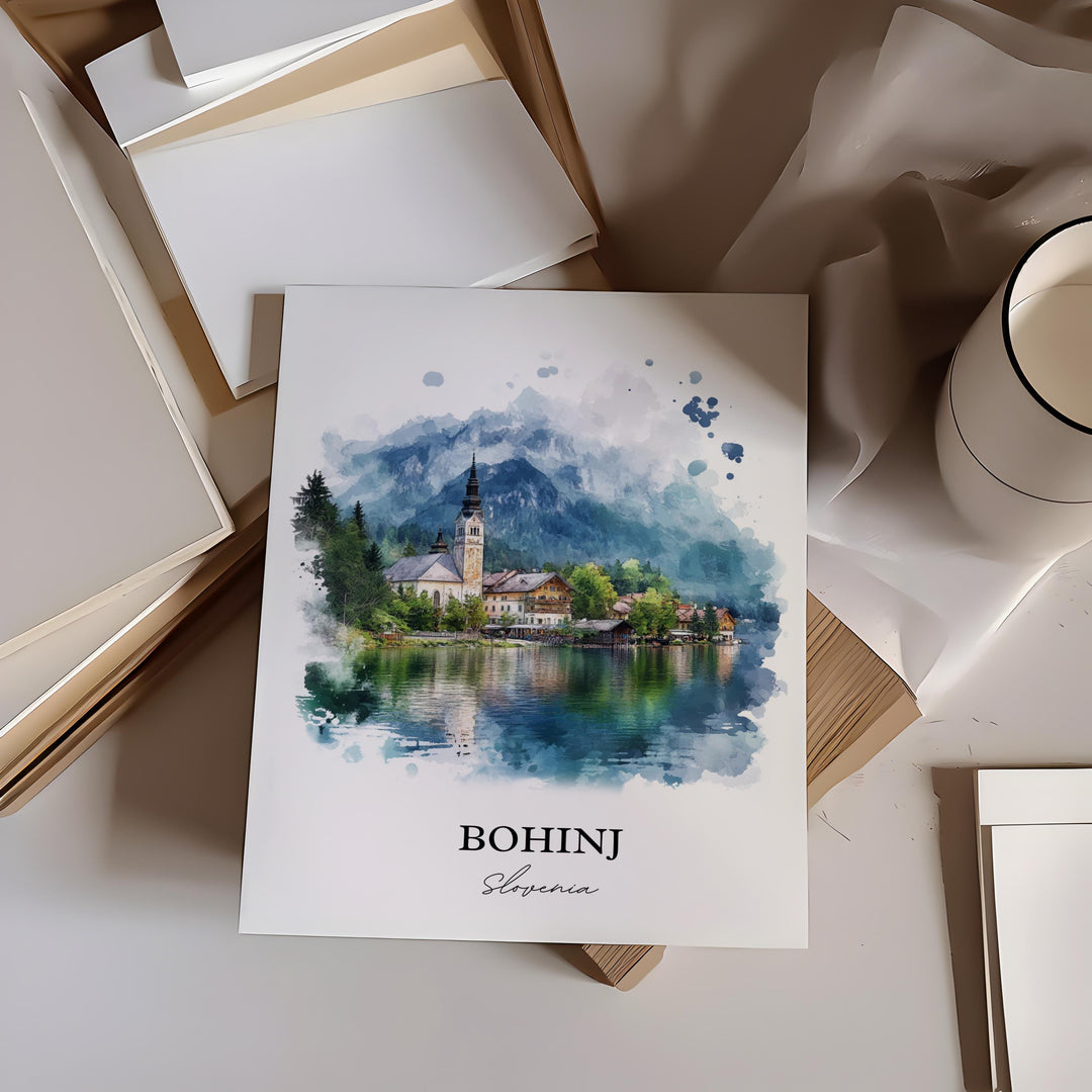 Bohinj Wall Art, Upper Carniola Region Print, Slovenia Watercolor Art, Bohinj Slovenia Gift, Travel Print, Travel Poster, Housewarming Gift