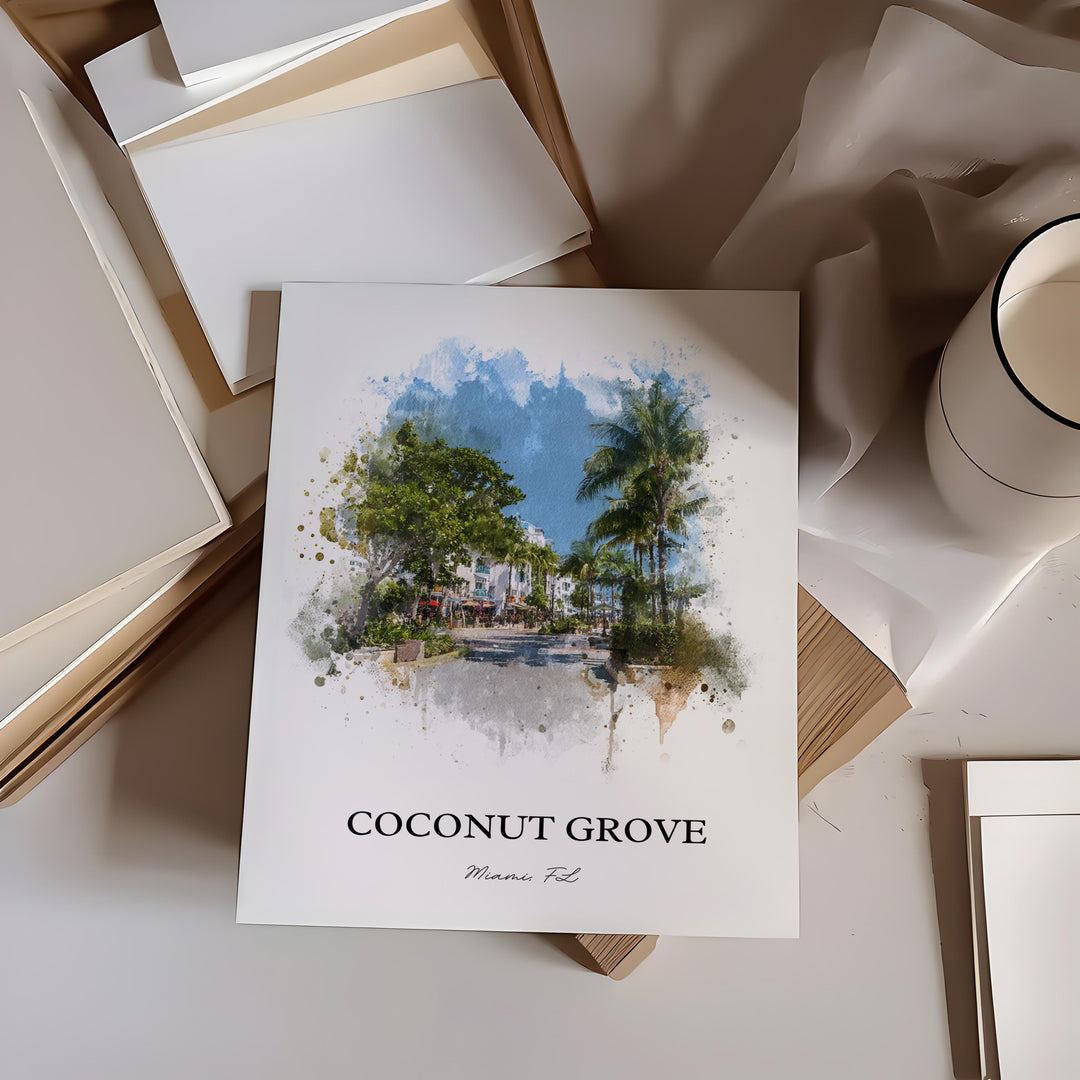 Coconut Grove, FL – Watercolor Art Print