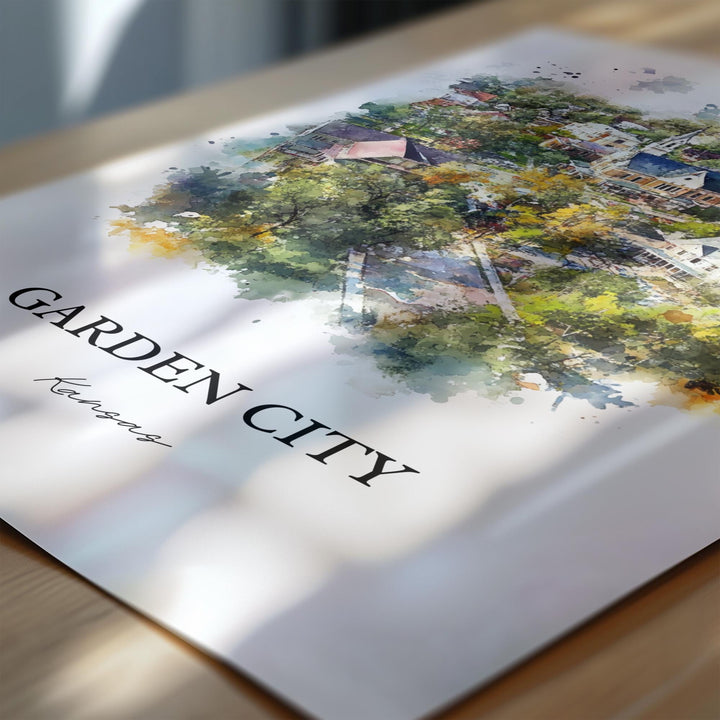 Garden City KS Wall Art, Finney County Print, Kansas Watercolor Art, Garden City Gift, Travel Print, Travel Poster, Housewarming Gift