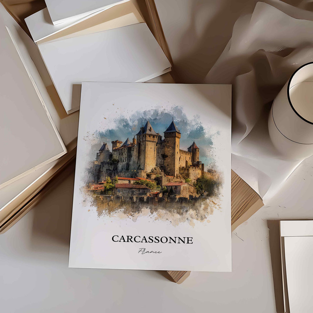 Carcassonne, France – Watercolor Art Print