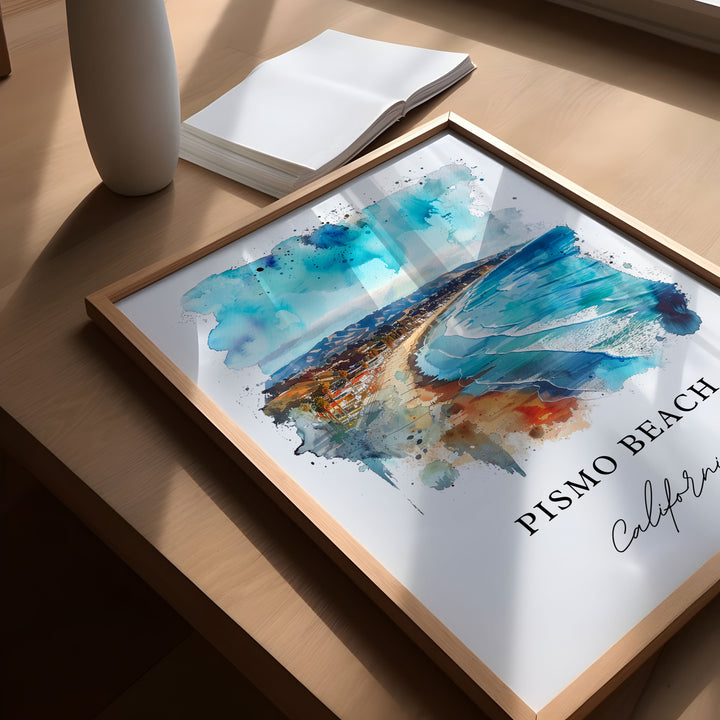Pismo Beach Art, Central Coast Cali Print, Pismo Beach Watercolor, Pismo Beach Gift,