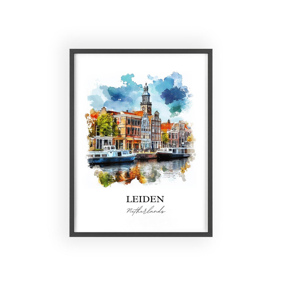Leiden Wall Art, South Holland Print, Netherlands Watercolor Art, Leiden Netherlands Gift, Travel Print, Travel Poster, Housewarming Gift