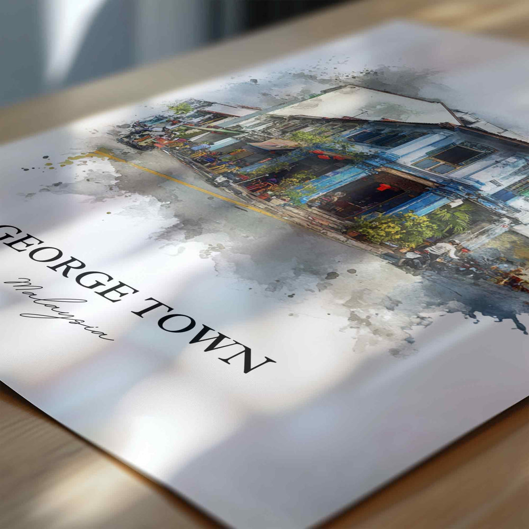 George Town, Malaysia – Watercolor Art Print
