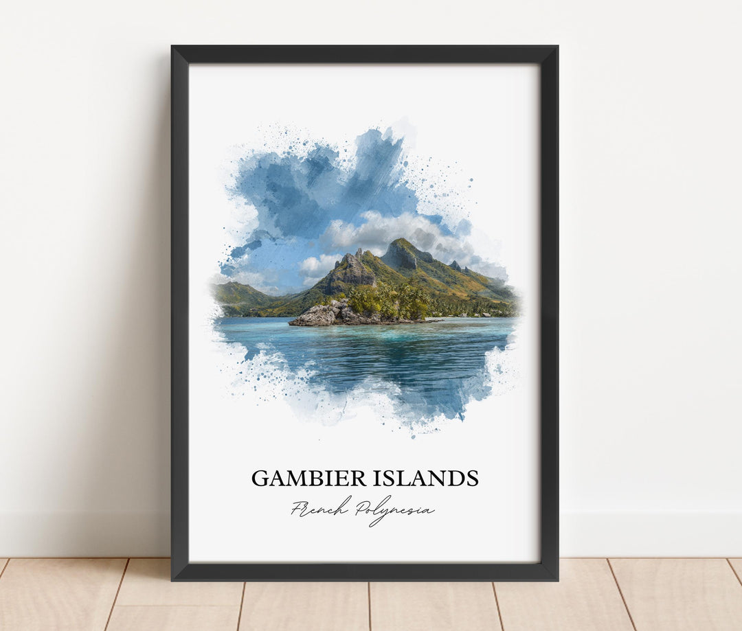 Gambier Islands Wall Art, Polynesia Print, French Polynesia Artwork, Gambier Islands Gift, Travel Print, Travel Poster, Housewarming Gift