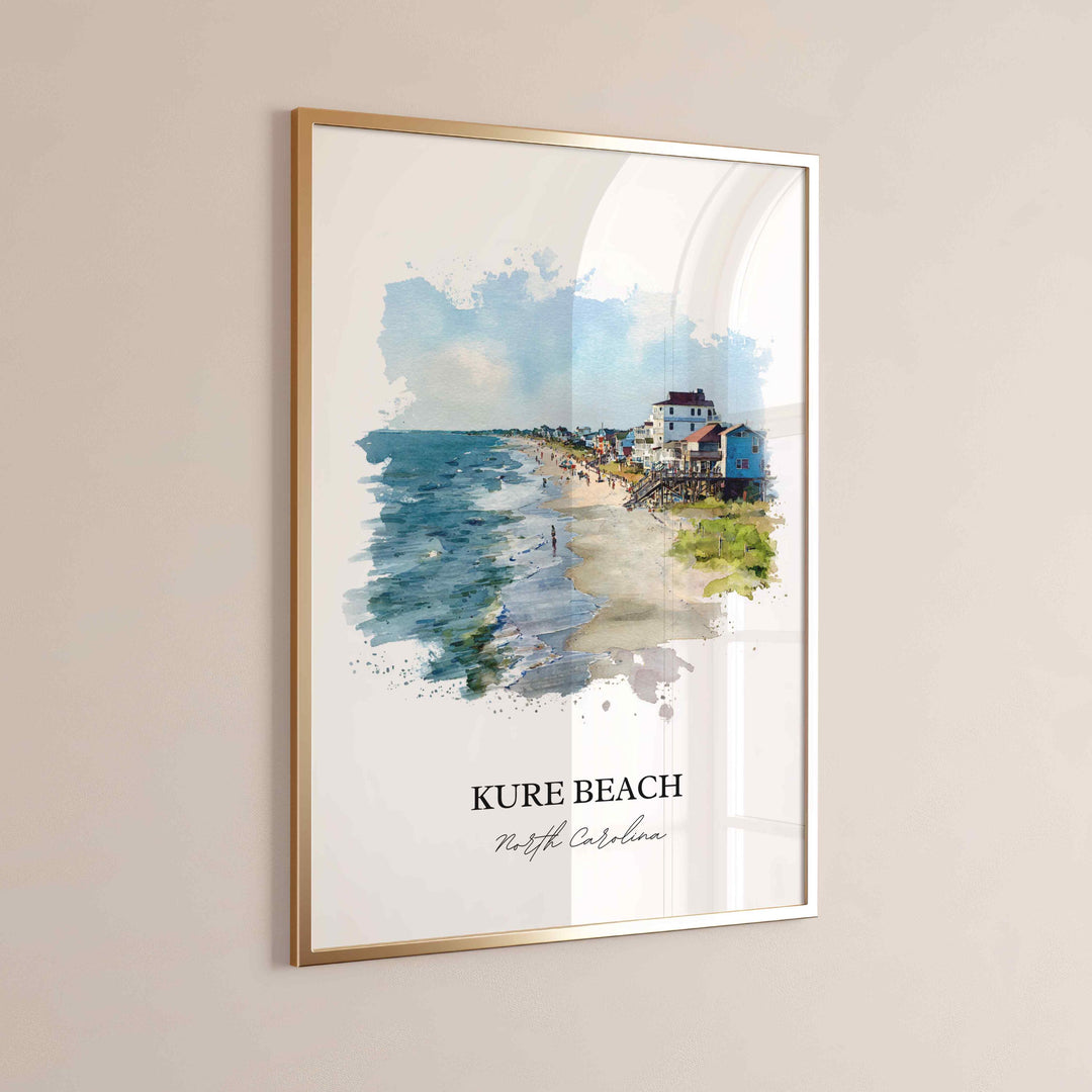 Kure Beach, North Carolina – Watercolor Art Print