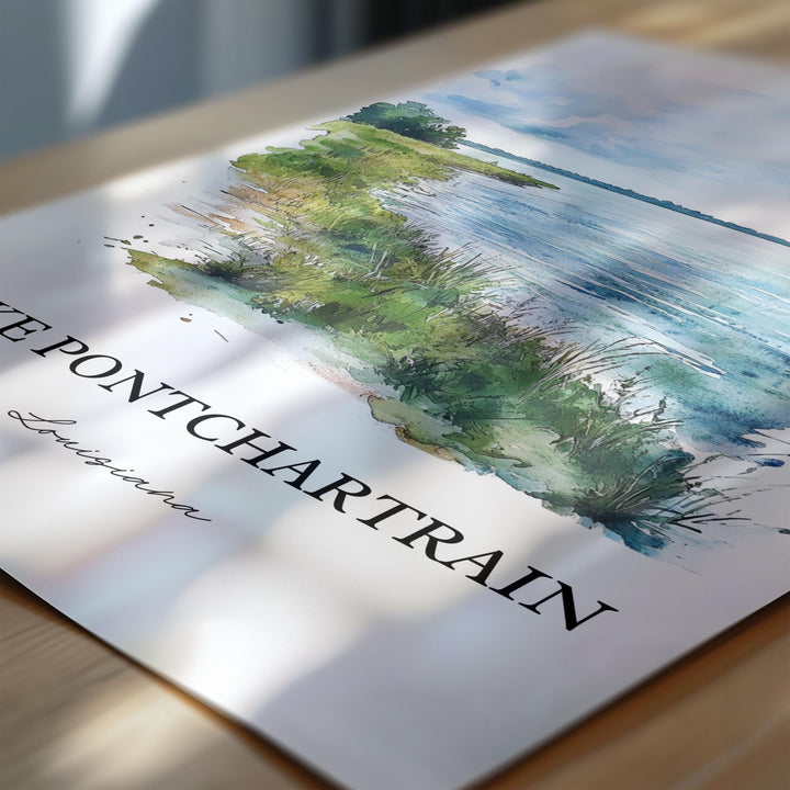 Lake Pontchartrain Art, New Orleans Print, Louisiana Watercolor Art, Lake Pontchartrain Gift, Travel Print, Travel Poster, Housewarming Gift