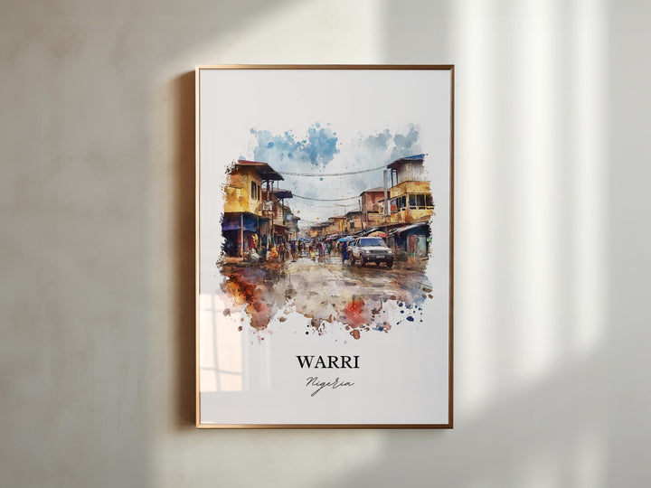 Warri Nigeria Wall Art, Nigeria Africa Print, Nigeria Watercolor Art, Warri Nigeria Gift, Travel Print, Travel Poster, Housewarming Gift