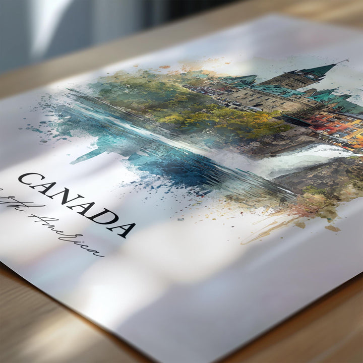 Canada Wall Art, Canada Print, Canada Watercolor Art, Canada Country Gift, Travel Print, Travel Poster, Housewarming Gift