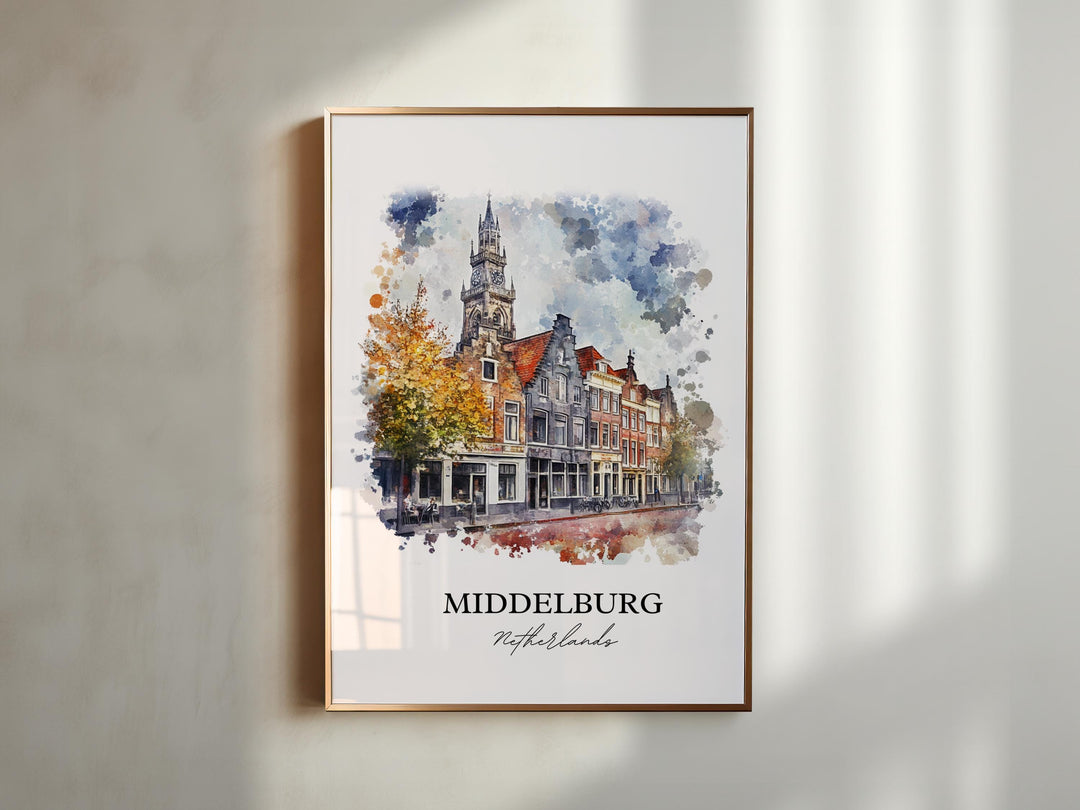 Middelburg Netherlands Art, Zeeland Print, Netherlands Watercolor, Middelburg NLD Gift, Travel Print, Travel Poster, Housewarming Gift