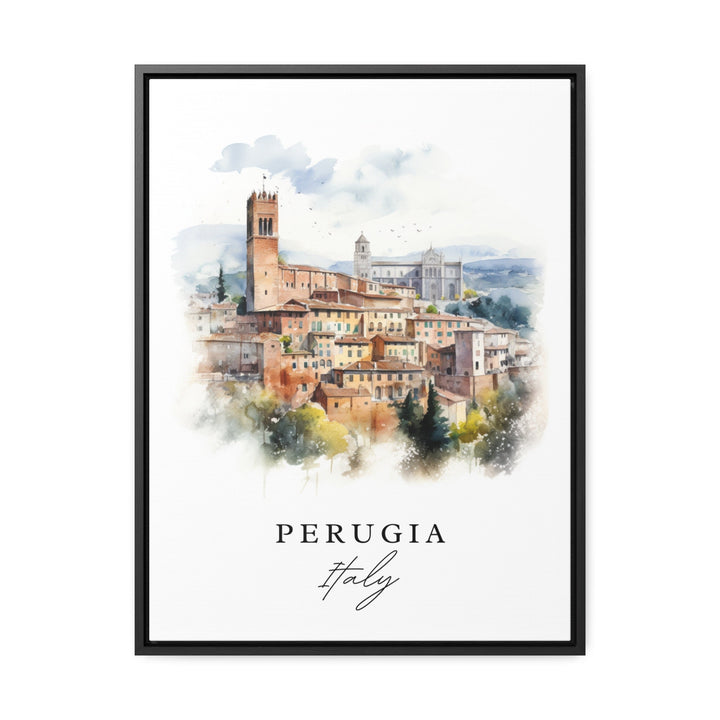 Perugia traditional travel art - Italy, Perugia poster, Wedding gift, Birthday present, Custom Text, Personalized Gift