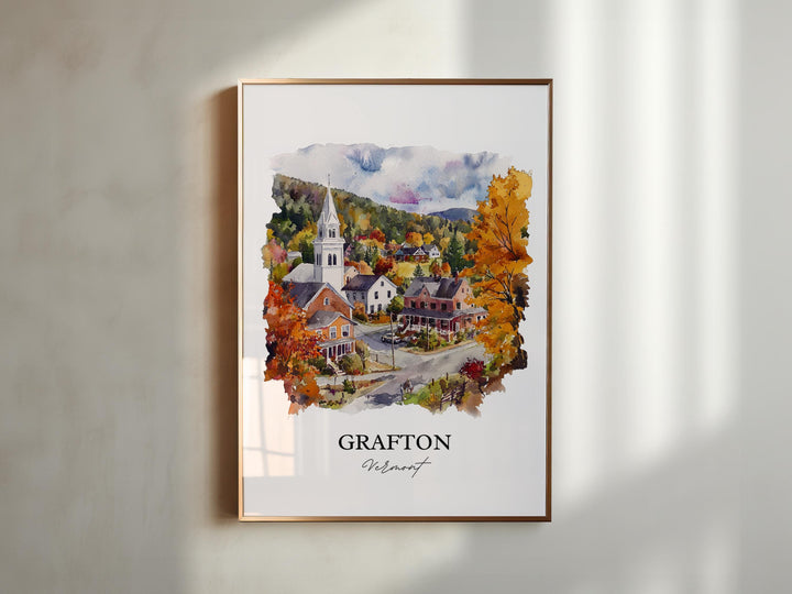 Grafton VT Wall Art, Windham County Print, Vermont Watercolor Art, Grafton Vermont Gift, Travel Print, Travel Poster, Housewarming Gift