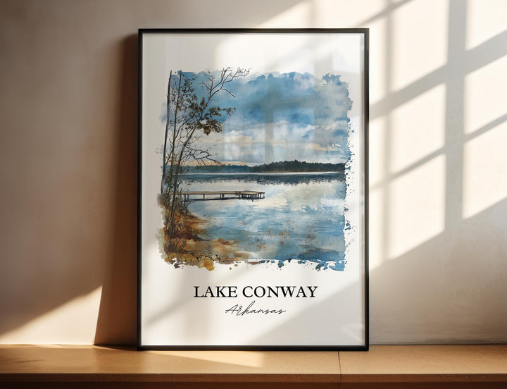 Lake Conway Wall Art, Arkansas Print, Arkansas Watercolor Art, Lake Conway Gift, Travel Print, Travel Poster, Housewarming Gift