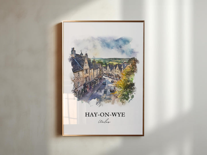 Hay-on-wye Wall Art, Wales Print, Wales Watercolor Art, Hay-on-wye Gift, Travel Print, Travel Poster, Housewarming Gift