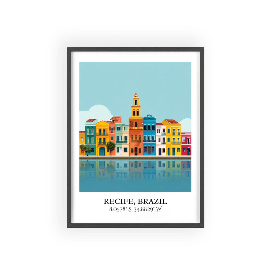 Recife Brazil Art, Recife Retro Travel Art, Recife Brazil Home Decor, Brazil Gift, Brazilian Travel Art, Travel Prints, Housewarming Gift