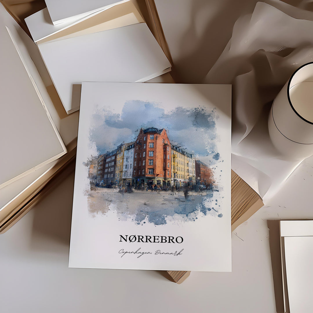Nørrebro, Denmark – Watercolor Art Print