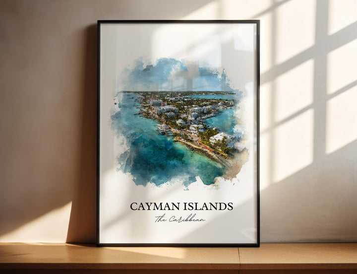 Cayman Islands Wall Art, Caribbean Print, Cayman Islands Watercolor, Cayman Islands Gift, Travel Print, Travel Poster, Housewarming Gift