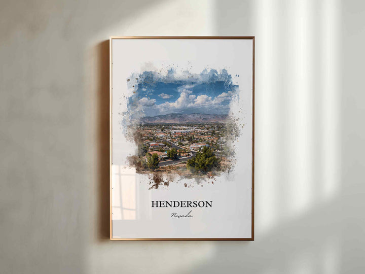 Henderson NV Wall Art, Henderson Print, Nevada Watercolor Art, Henderson Nevada Gift, Travel Print, Travel Poster, Housewarming Gift