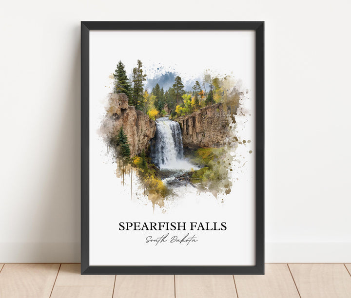 Spearfish Falls Wall Art, Spearfish Canyon Print, South Dakota Artwork, Spearfish Falls Gift, Travel Print, Travel Poster, Housewarming Gift