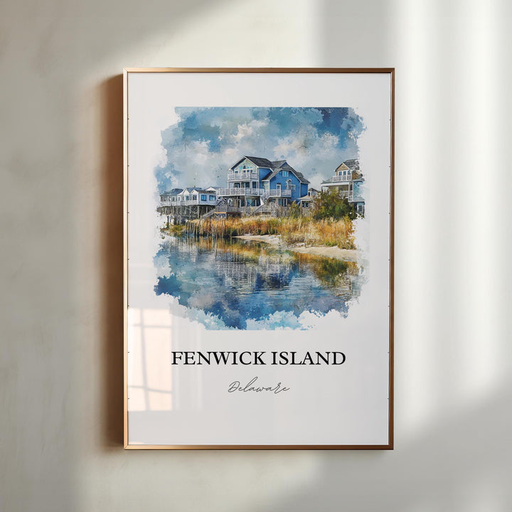 Fenwick Island Art, Sussex County DE Print, Delaware Watercolor Art, Fenwick Island DE Gift, Travel Print, Travel Poster, Housewarming Gift