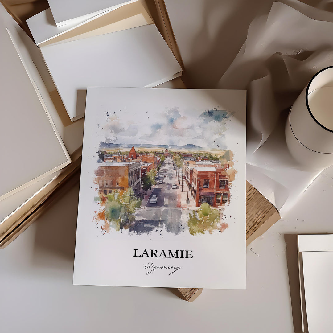 Laramie WY Wall Art, Albany County WY Print, Wyoming Watercolor Art, Laramie Wyoming Gift, Travel Print, Travel Poster, Housewarming Gift