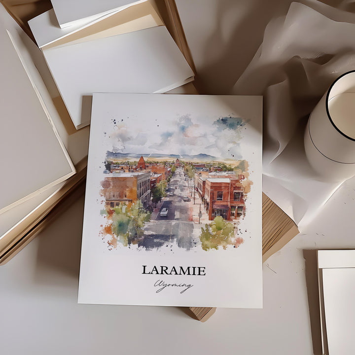 Laramie WY Wall Art, Albany County WY Print, Wyoming Watercolor Art, Laramie Wyoming Gift, Travel Print, Travel Poster, Housewarming Gift