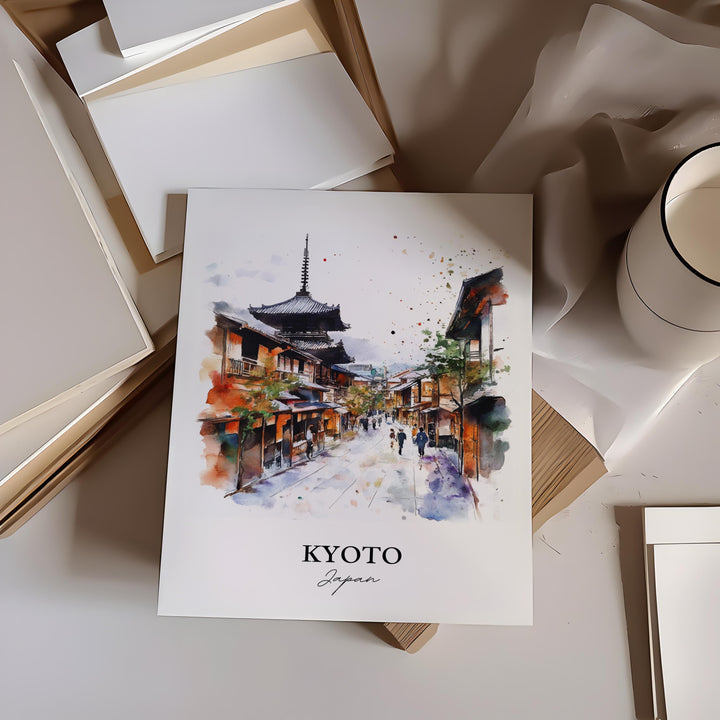 Kyoto Wall Art, Kyoto Print, Japan Watercolor Art, Kyoto Japan Gift, Travel Print, Travel Poster, Housewarming Gift