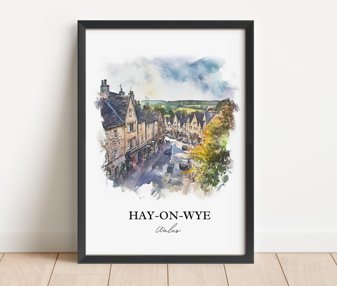 Hay-on-wye Wall Art, Wales Print, Wales Watercolor Art, Hay-on-wye Gift, Travel Print, Travel Poster, Housewarming Gift