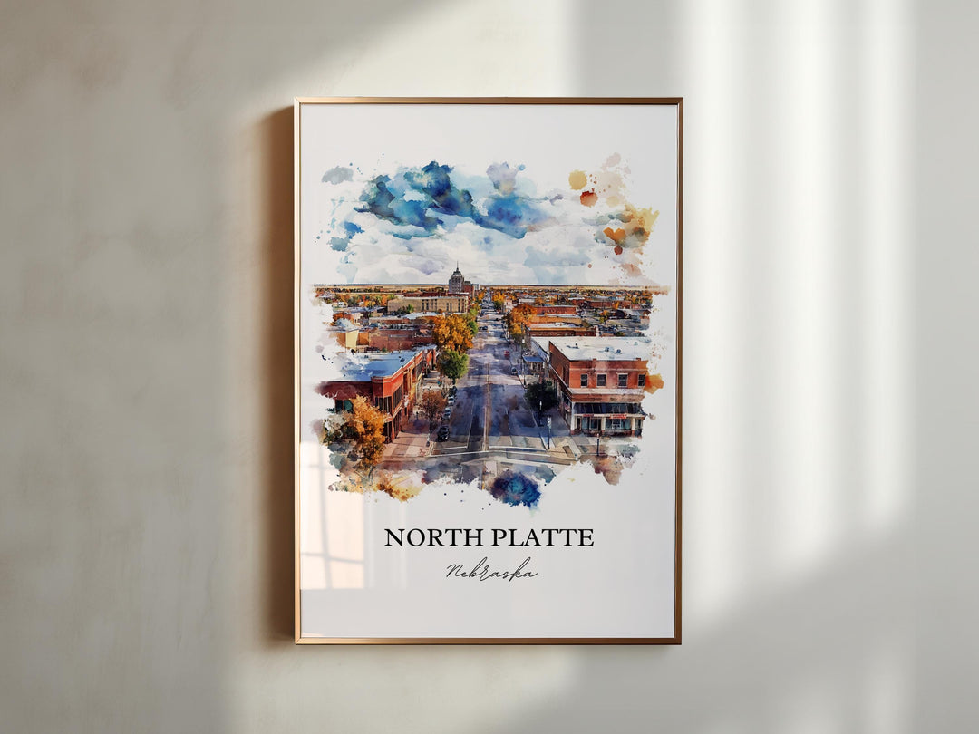 North Platte, Nebraska, USA – Watercolor Art Print