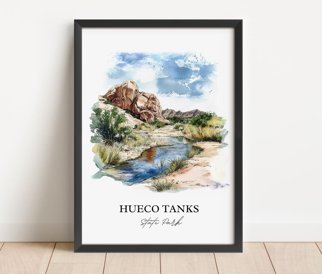 Huenco Tanks Wall Art, El Paso Print, Texas Watercolor Art, Huenco Tanks State Park Gift, Travel Print, Travel Poster, Housewarming Gift