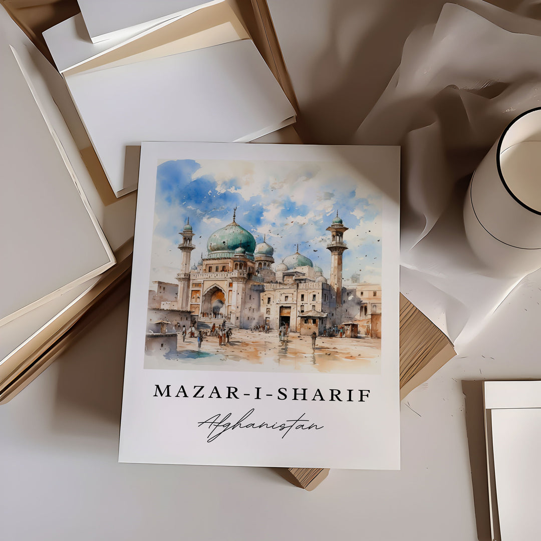 Mazar-I-Sharif wall art - Afghanistan, Mosque poster print, Mazar-I-Sharif gift, Birthday present, Custom Text, Perfect Gift