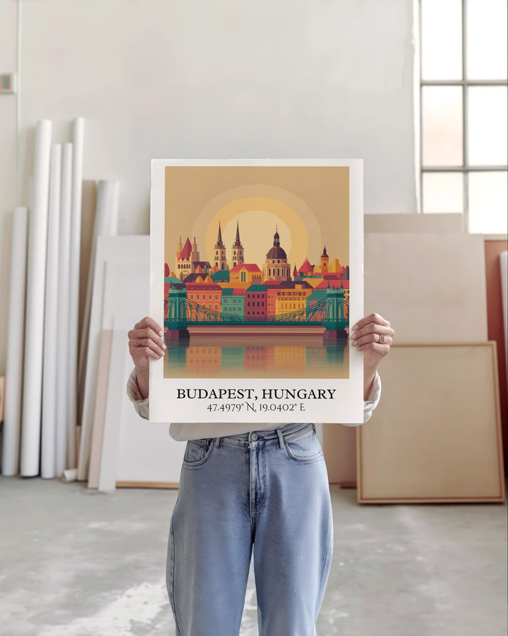 Budapest Art, Budapest Retro Travel Art, Budapest Home Decor, Budapest Hungary Gift, Hungary Travel Art, Travel Prints, Housewarming Gift