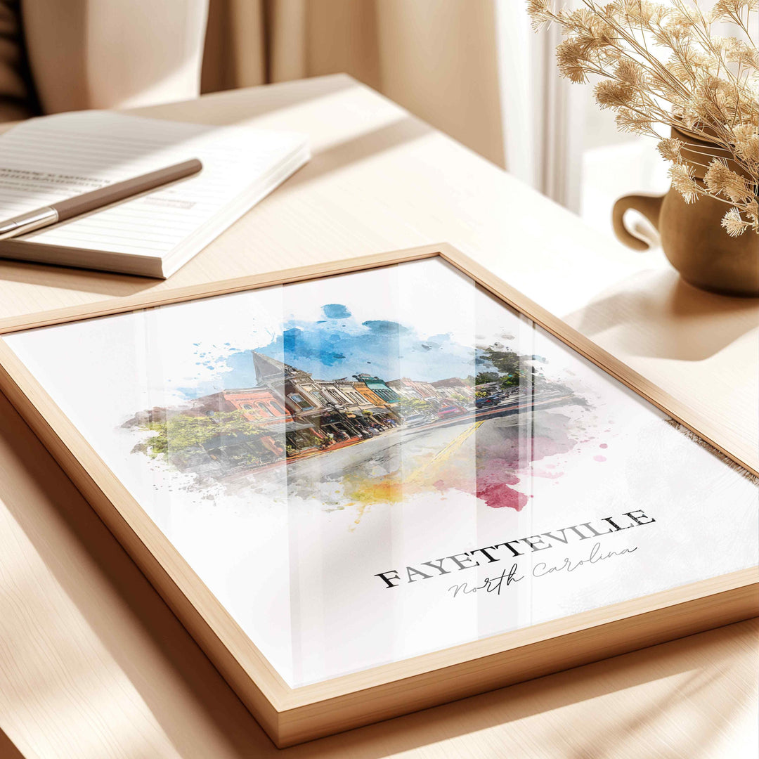 Fayetteville, North Carolina – Watercolor Art Print