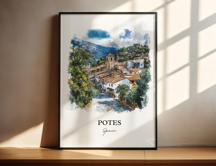 Potes Spain Wall Art, Cantabria Print, Spain Watercolor Art, Potes Spain Gift, Travel Print, Travel Poster, Housewarming Gift