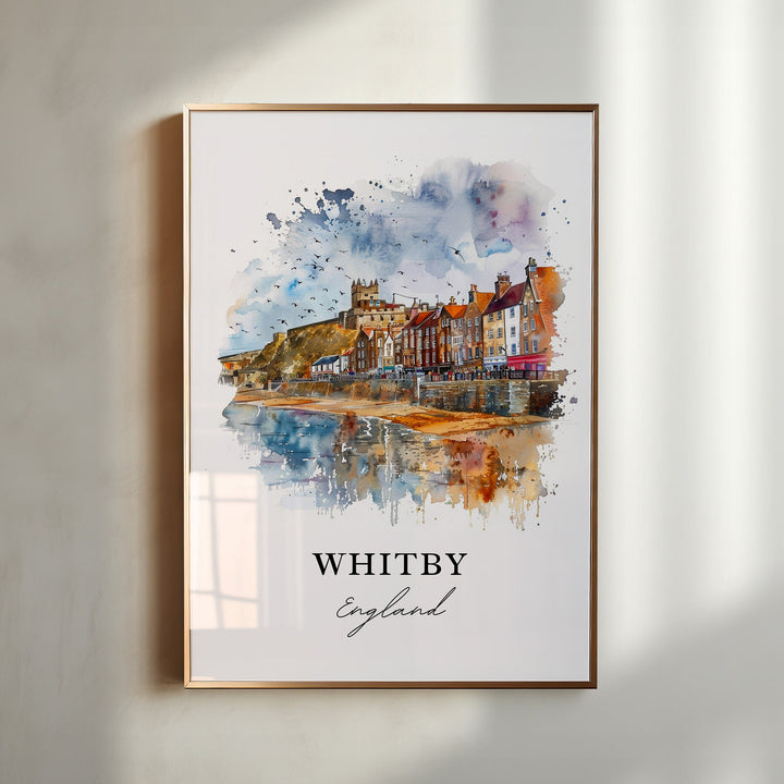 Whitby England Wall Art, Whitby Print, Yorkshire Coast Watercolor, Whitby England Gift,