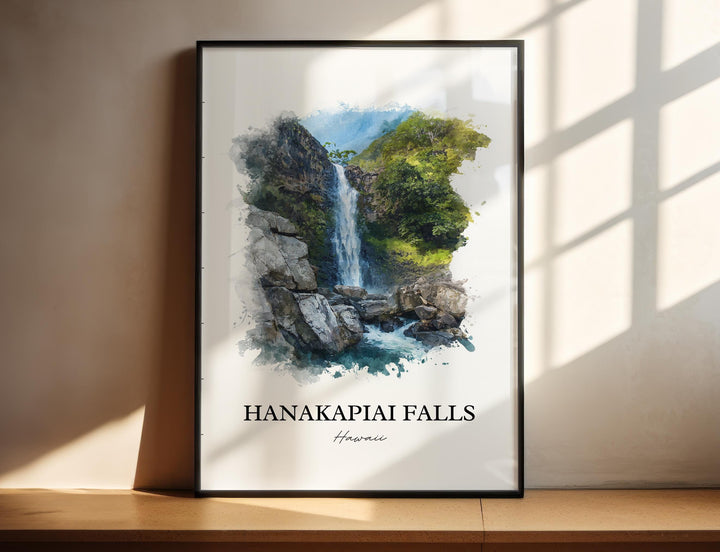 Hanakapiai Falls Wall Art, Na Pali Coast Print, Kauai Watercolor Art, Hanakapiai Falls Gift, Travel Print, Travel Poster, Housewarming Gift
