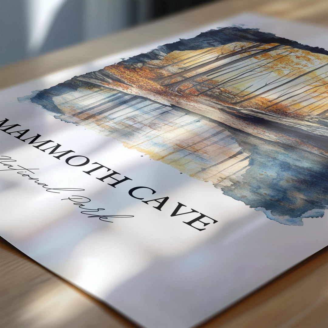Mammouth Cave Wall Art, Cave City Print, Kentucky Watercolor Art, Mammouth Cave KY Gift, Travel Print, Travel Poster, Housewarming Gift