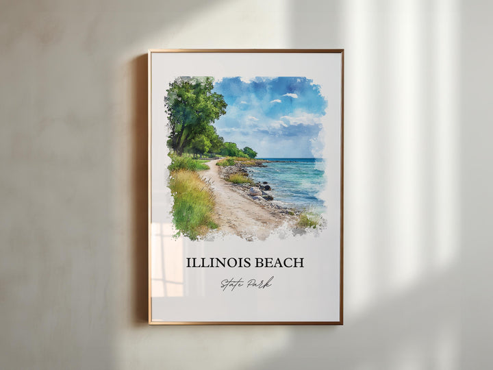 Illinois Beach State Park Wall Art, Zion IL Print, Illinois Watercolor, Illinois Beach Gift, Travel Print, Travel Poster, Housewarming Gift