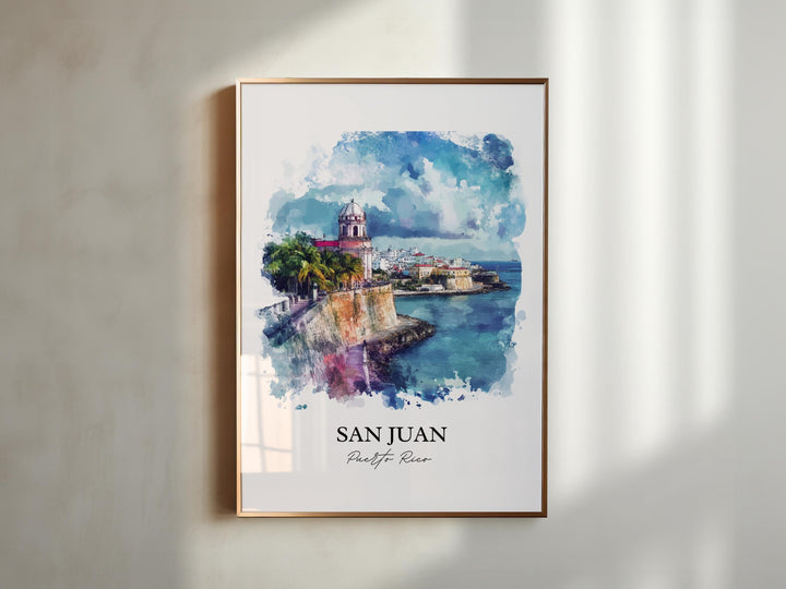 San Juan Wall Art, Puerto Rico Print, Puerto Rico Watercolor Art, San Juan PR Gift, Travel Print, Travel Poster, Housewarming Gift